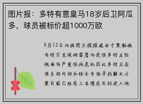 图片报：多特有意皇马18岁后卫阿瓜多，球员被标价超1000万欧